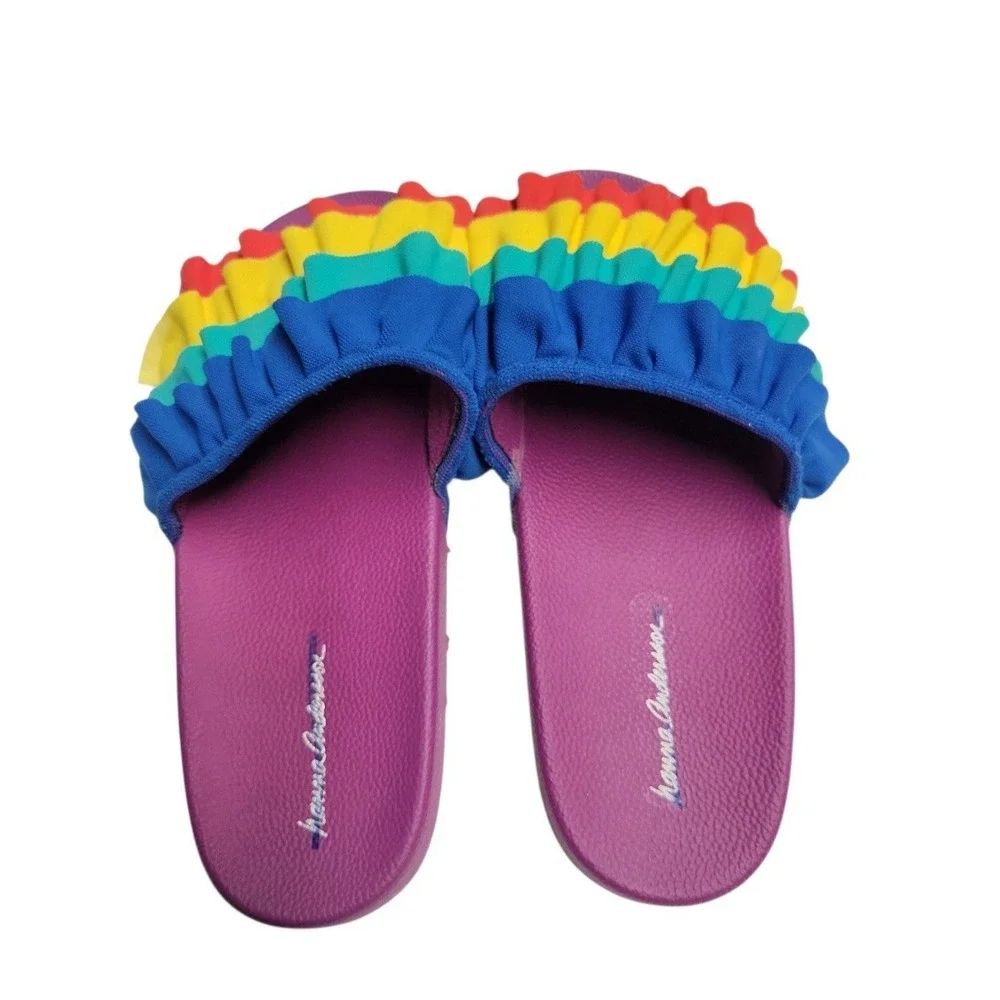 HANNA ANDERSSON Sandals Purple Rainbow Slides Shoes Youth Size 5